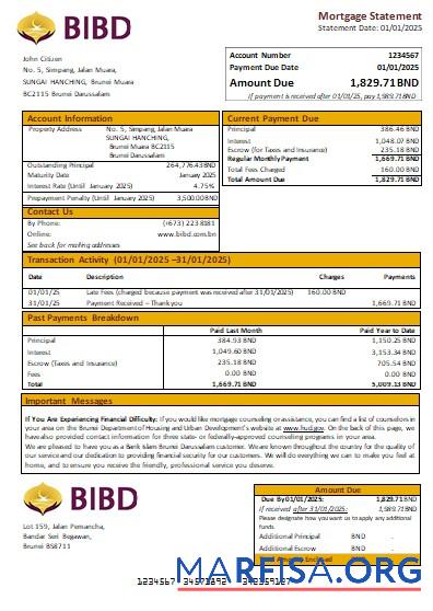 Realistic Brunei Bank Islam Brunei Darussalam bank mortgage statement scr sample